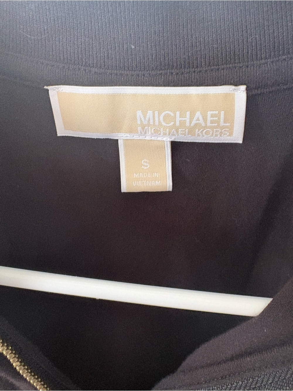 Michael Kors Black Polo Dress-Style Top with Gold Zip - Picture 4 of 5